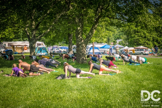 Yoga could be found throughout the campground