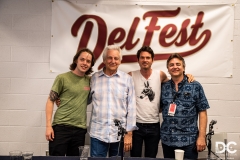 Billy Strings, Del McCoury, Ketch Secor, and Ronnie McCoury at one of the daily press conferences