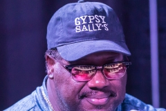 Melvin Seals sporting his Gypsy Sally's hat... but pay attention to the selection his glasses.