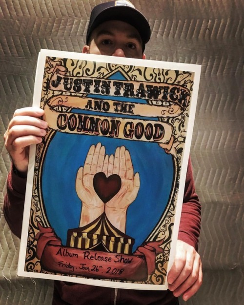 Justin Trawick with his Album Release Poster