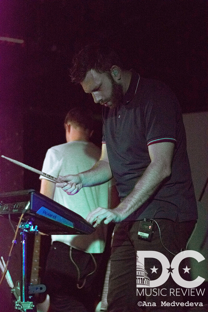 Dominic of Mount Kimbie playing electronic drums