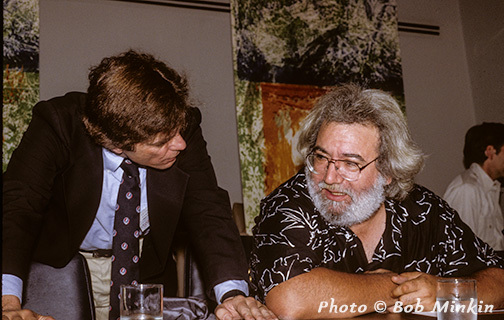 Dennis McNally with Jerry Garcia at the United Nations (c) Bob Minkin