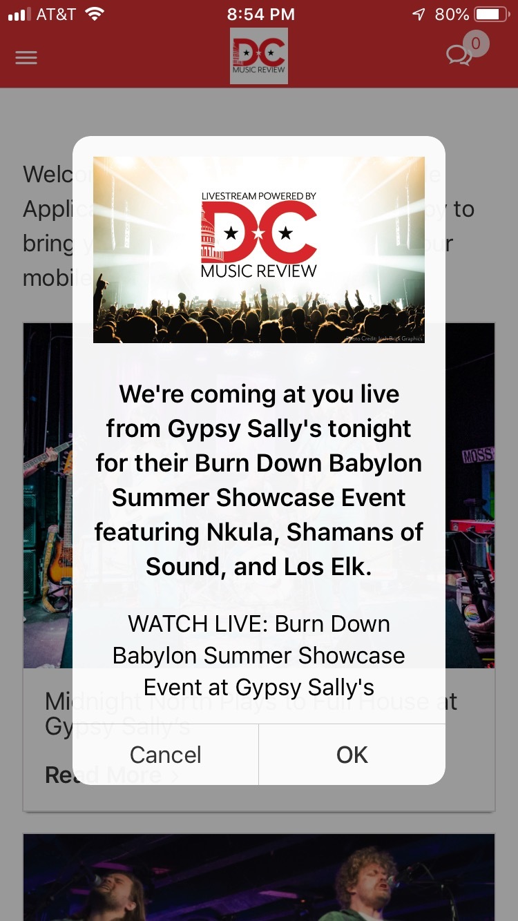 DC Music Review Application Notifications