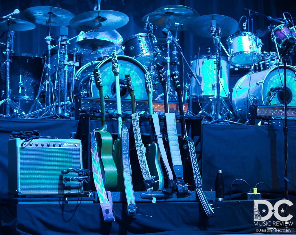 A bevy of guitars ready for The Revivalists' performance