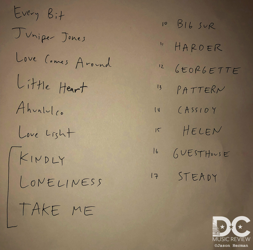 David Wax Museum's Handwritten Setlist for their Jammin Java performance