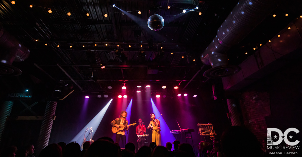 David Wax Museum under the mirror ball at Jammin' Java