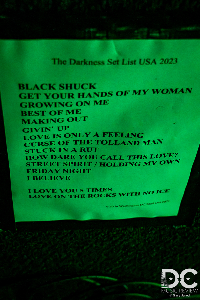 The Darkness' setlist