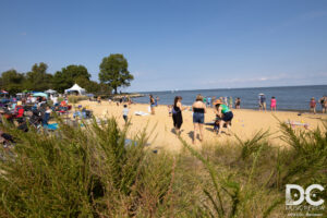 The beach was feet from the venue