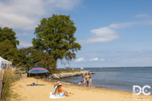 The beach was feet from the venue