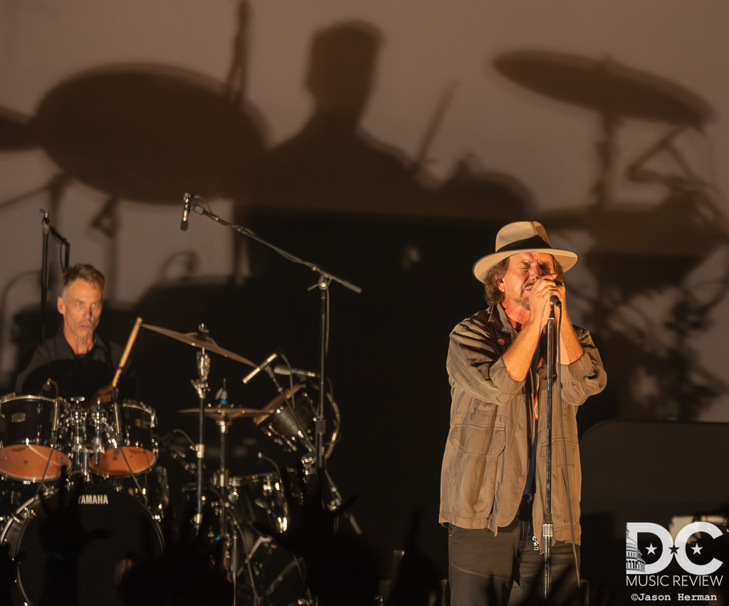 Eddie Vedder with Matt Cameron looming large