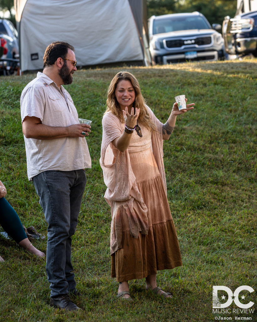 Hayley Jane and Cris Jacobs hanging out backstage